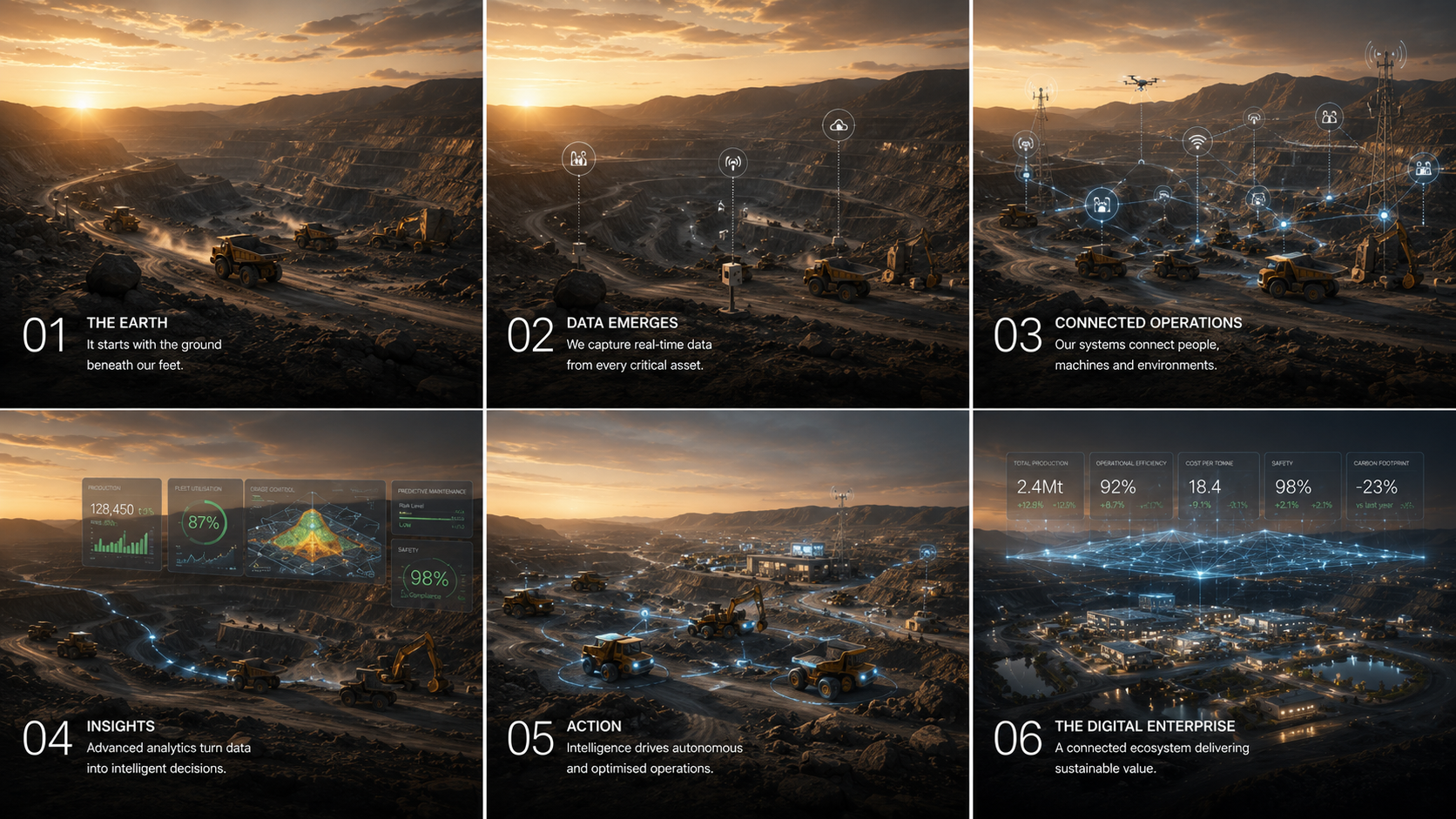 Mining — analogue to digital transformation, six stages.